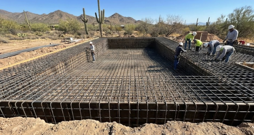 Pool rebar installation grid pattern